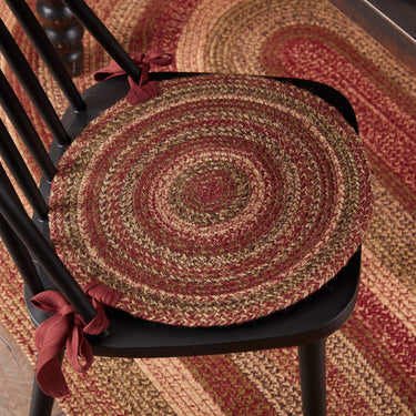 Cider Mill Jute Braided Chair Pad Set of 6 Burgundy, Natural, Green - The Fox Decor